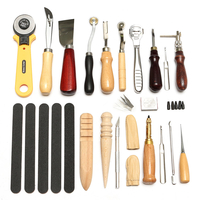 19pcs cuir artisanat poinçon outils couture sculpter travail couture selle groover kit