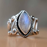 1 bague élégante en alliage de pierre de lune en alliage artisanal vintage