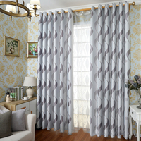 1PC occultant fenêtre rideau oeillet oeillet haut drapé vague motif décor à la maison