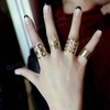 1pc Vintage Multi Patterns Feuille dor évider bague carrée