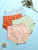 1PCS Femmes Allover Coeur Lettre Imprimer Graphène Antibactérien Coton Culotte Taille Haute