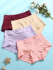 1Pcs Femmes Coton Sans Soudure Solide Respirant Confortable Culotte Mi Taille - Multi Couleur