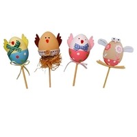 1PcsDrôleDIYPoussinConception En Plastique À Couleurier Peint Oeuf De Pâques Avec Bâton Po