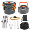 2-3 personnes Camping batterie de cuisine ensemble Portable extérieur vaisselle Kit feu de camp bouilloire Pot pliant fo