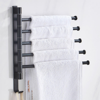 2-5 Rack Noir Mural 180 ° Angle Porte-Serviette Porte-Crochet Cintre Rotatif Bar Salle De Bains Cuisine