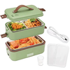 2 Layer 300W Portable Electric Lunch Box Food Warmer for Travel Self Cooking Heated Lunch Box for Home Office Cooking Fo