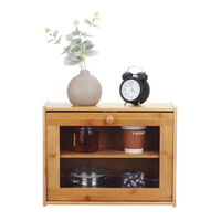 2 niveaux cuisine en bois bambou pain bin stockage crock bidon grand pain nourriture bacs armoire