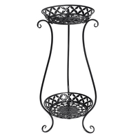 2 niveaux support de plante en métal jardin pot de fleur étagères étagères de stockage multi-usages étagère maison intér