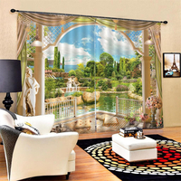 2 panneaux 3D imprimé paysage fenêtre rideau porte chambre cantonnière diviseur voilages