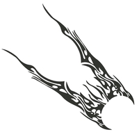 2 Pcs 210.5x48cm DIY Flame Graphics Vinyle Autocollants Côté Voiture Decal Imperméable Noir