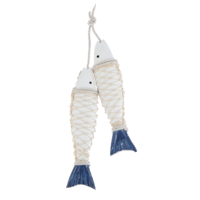 2 PCS Grand / Petit En Bois Suspendus Poissons Côtiers Accueil Mur Navire Décor Village Artisanat Nautique