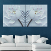 2 PCS Nordique Impression Sur Toile 3D Fleur Blanc Rose Mur Art Photo Peintures Murales Sans Cadre Photos