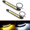 2 pièces 12 V COB LED voiture DRL feux de jour bande jaune et blanc double couleur clignotant brouillard lumière du jour