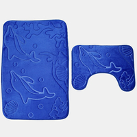 2 pièces 3D dauphin flanelle couvercle de toilette tapis de bain Soft plancher maison anti-dérapant tapis de douche ense