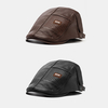 2 pièces Collrown hommes en cuir PU rétro décontracté couleur unie chaud gavroche chapeau avant chapeau béret chapeau