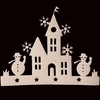 2 pièces petite maison fenêtre stickers arbre de noël ornement bonhomme de neige autocollant décoration
