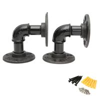 2 pièces support détagère de tuyau de fer noir industriel support de support de panneau mural