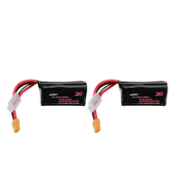 2 pièces URUAV 11.1 V 2500 mAh 15/30C 3S Li-ion longue portée Batterie prise XT60 pour Drone de course FPV