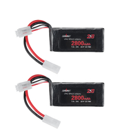 2 pièces URUAV 7.4V 2800mAh 25C 2S LiPo Batterie petite prise Tamiya pour voiture RC