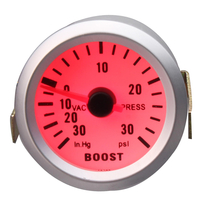 2 pouces 52mm Universal Car Rouge LED Pression Turbo Boost Gauge Meter 30 Psi avec Tuyau