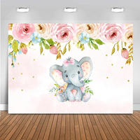 2 Types Éléphant Mignon Douche Toile de Fond Fête Danniversaire Bébé Photographie Fond Tissu Studio Accessoires