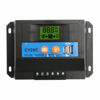 20A 12V/24V LCD Panneau Contrôleur de Charge Solaire Batterie Régulateur Avec 2 Ports USB