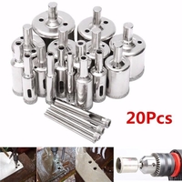 20pcs 4-40mm diamant scie trou foret ensemble pour carreaux en verre céramique marbre