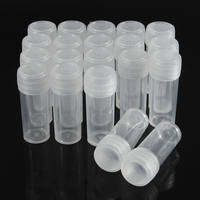 20pcs flacons de tube à essai en plastique de chimie de 5 ml avec récipient de paquet de bouchons détanchéité