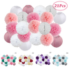 21 pcs / ensemble Rond Papier Lanterne Pour Garçon Fille Baptême De Mariage Holloween Décorations De Fête Suspendus Papi