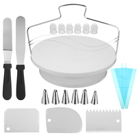 21 pièces Kit doutils de décoration de gâteau cuisson Fondant fournitures plateau tournant sac pointe spatule