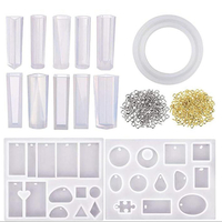 213pcs kit de moulage de résine silicone pour collier bricolage bijoux pendentif artisanat faisant gadget