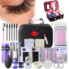 22 pièces Kit de démarrage de cils Extension de cils maquillage pratique ensemble sac faux cils Extension formation maqu