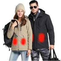 25-55 ℃ Manteau chauffant électrique à capuche Charge USB Chauffage intelligent Vestes à manches longues Hiver Épaissir