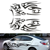 2pcs noir vinyle graphique voiture stickers autocollant motif de flamme auto décoration de corps universel
