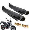 2X moto déchappement silencieux tuyau pointe rétro Vintage arrière tuyau tube noir pour Bobbers