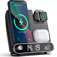 3 In 1 Digital Alarm Clock 15W Wireless Charger for Phone Earphone Watch Real-Time Temperature Display