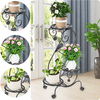 3 niveaux S-forme métal support de plante présentoir pot de fleur support maison jardin ornements décor support avec rou