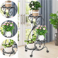 3 niveaux S-forme métal support de plante présentoir pot de fleur support maison jardin ornements décor support avec rou
