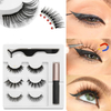 3 paires de cils magnétiques avec 1 Pc Eyeliner liquide magnétique avec 1 Pince à épiler Étanche Longue Durée Cils Exten