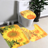 3 pcs / ensemble Jaune Tournesol Antidérapant Salle De Bains Piédestal Tapis Couvercle Toilette Tapis De Bain Tapis De S