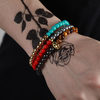 3 Pcs 6mm Punk Style Ethnique Crâne Squelette Pendentif Perle Cuivre Colorful Bracelet Ensemble