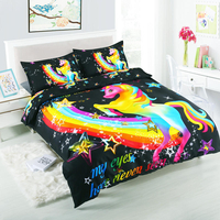 3 PCS ensembles de literie 3D taie doreiller de couverture de couette dimpression de licorne animale 3D pour l