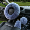 3 Pcs Hiver Poilu Volant De Voiture + Pommeau De Vitesse Shifter Parking Couvre De Frein Ensemble
