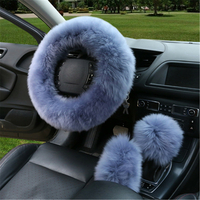 3 Pcs Hiver Poilu Volant De Voiture + Pommeau De Vitesse Shifter Parking Couvre De Frein Ensemble