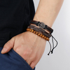 3 Pcs Homme Vintage Cuir de Vachette Alliage Arbre de Vie Pendentif Tressé Bracelet Ensemble