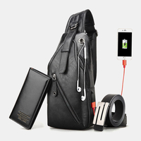 3 PCS Hommes Poitrine Sac Portefeuille Ceinture Ensemble Casual Multifonction Résistant À Lusure Poitrine Sac Bando
