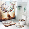 3 Pcs Étanche Salle De Bains Ensemble Belle Sika Cerf Toilette Couverture Tapis Antidérapant Piédestal Tapis De Bain Sal