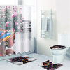 3 PCS Tapis De Salle De Bains Rideau De Douche Ensemble Imprime Rideaux De Polyester Salle De Bains With12 Crochets