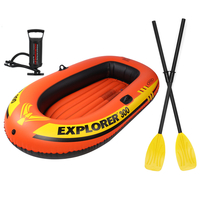 3 personnes épaississent le bateau gonflable de PVC à la dérive de pêche à laviron canoë de bateau à air