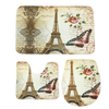 3 pièces / ensemble tour Eiffel flanelle plancher piédestal tapis couvercle couvercle de toilette tapis de bain tapis